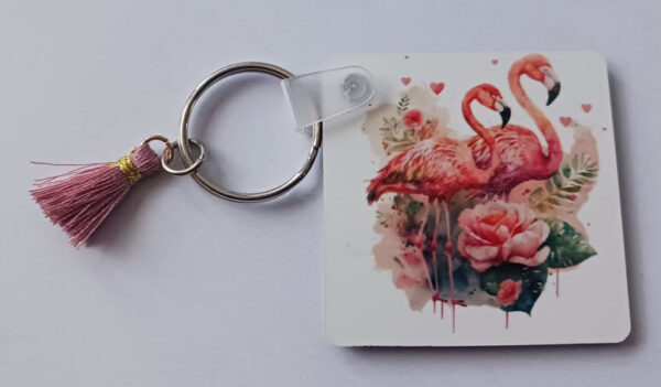 Flamingo Pair Sublimated Keychain