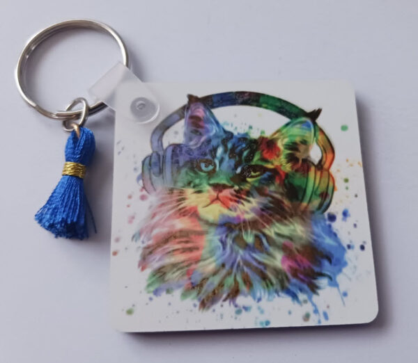 Rainbow Cat Sublimated Keychain