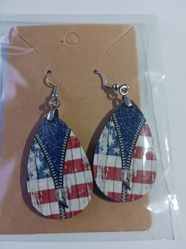 Sublimated Patriotic Zipper Earrings