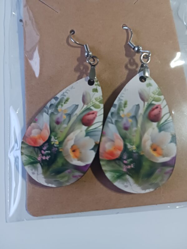 White Orange Tulip Sublimated Earrings