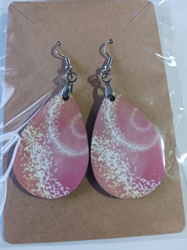 Pink White Teardrop Earrings