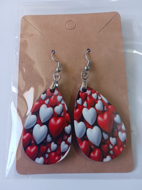 Red White Hearts Earrings