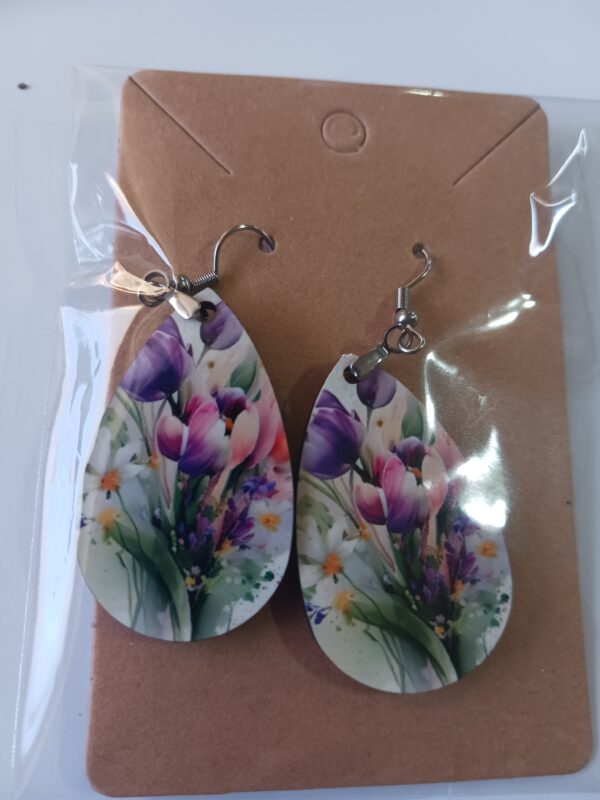 Multicolor Tulips Teardrop Earrings