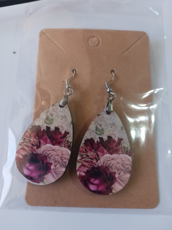 Wine Colored Rose Earrings