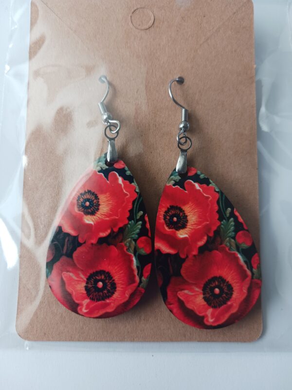 Orange Poppy Teardrop Earrings