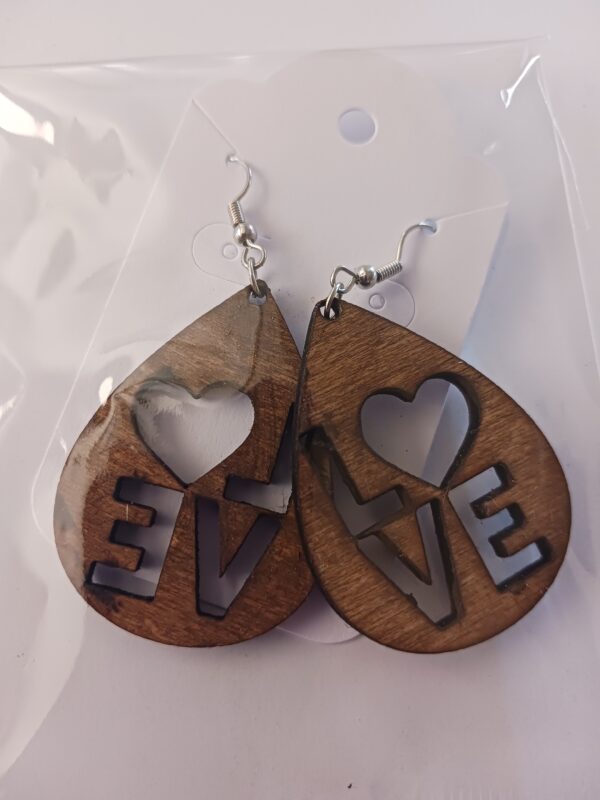 Wood Stained Love Earrings