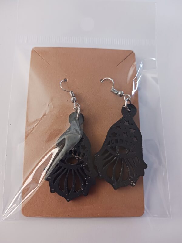 Wood Painted Bell Earrings