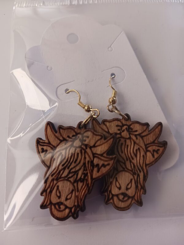 Wood Highland Cows Earrings