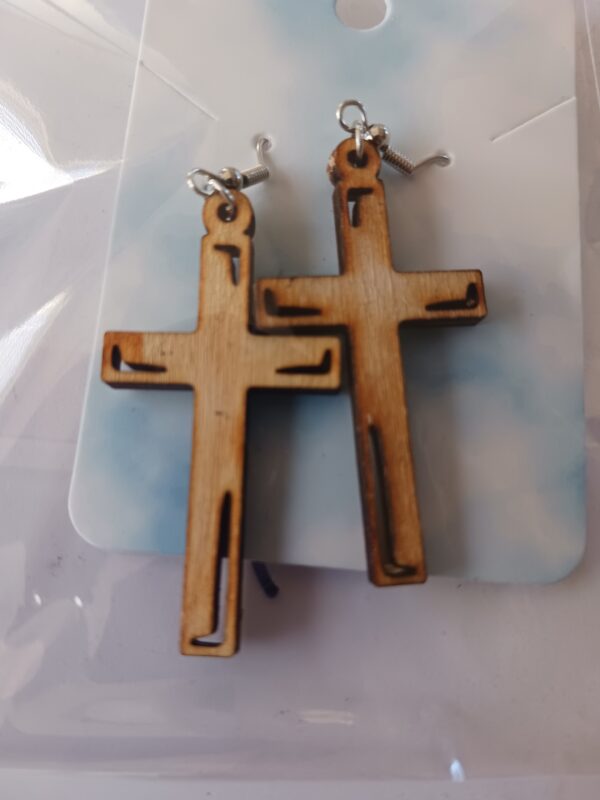 Wood Cross Earring Design 8