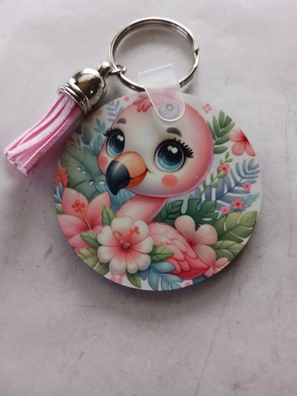 Baby Flamingo 2 Sublimated Keychains