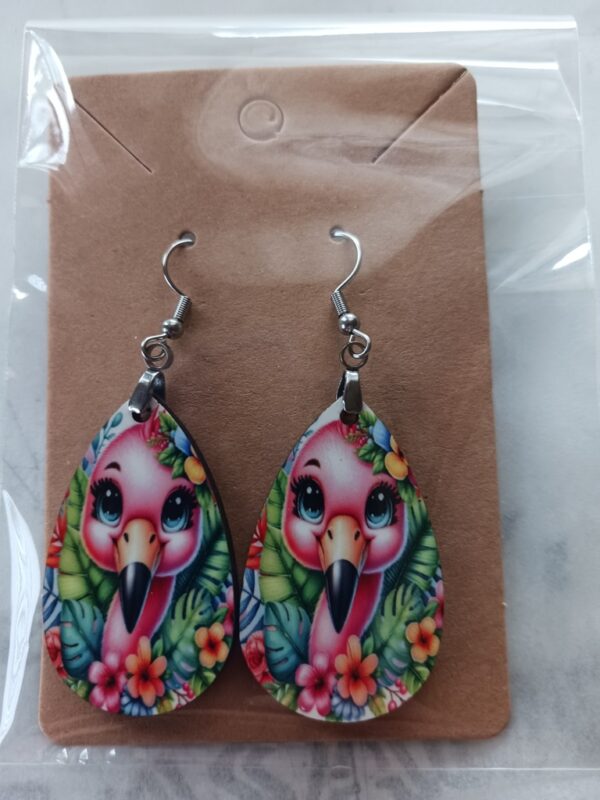 Baby Flamingo 3 Sublimated Pierced Earrings