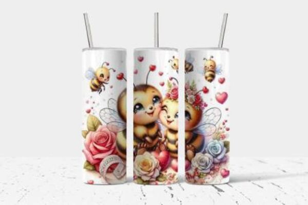 Bees in Love Sublimated skinny tumbler