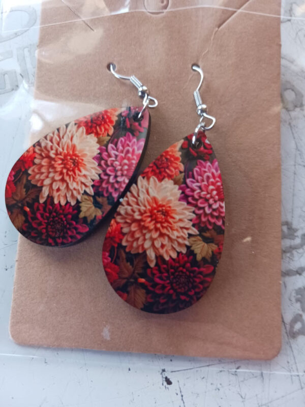 Carnations Sublimated Pierced Earrings