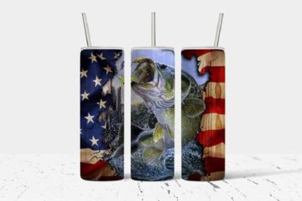 Patriotic Fish Sublimated tumbler