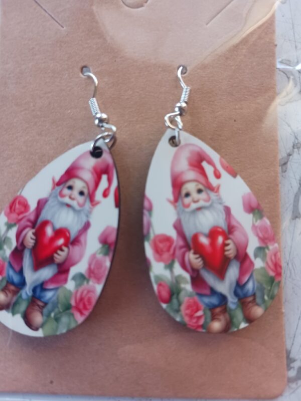 Heart Gnome Sublimated Pierced Earrings