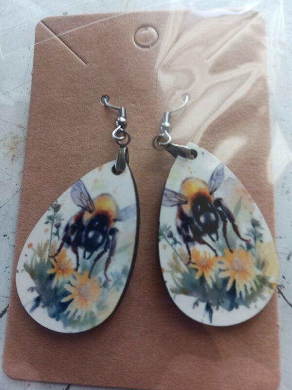 Honey Bee Sublimated Pierced Earrings