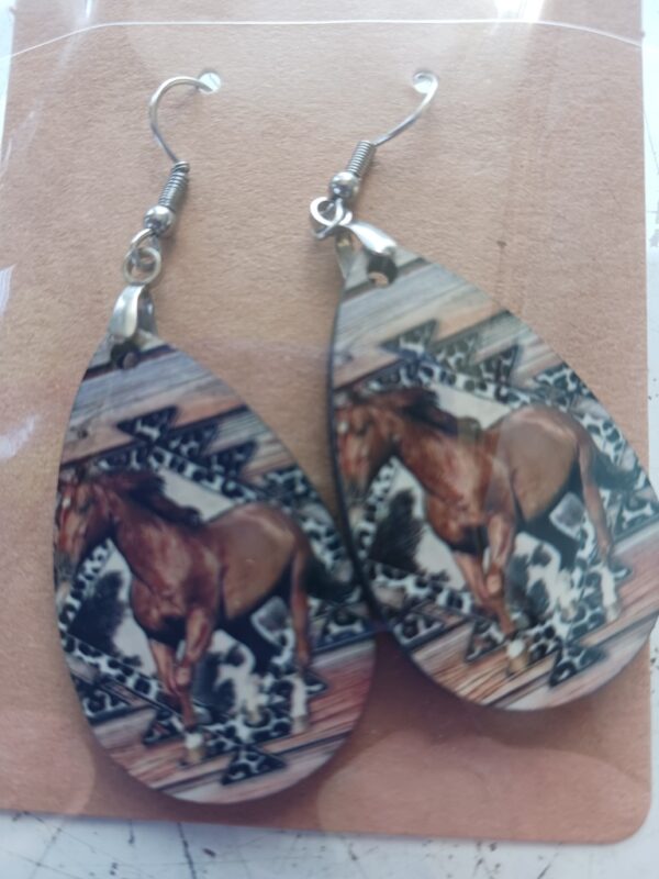 Horse Sublimated Pierced Earrings