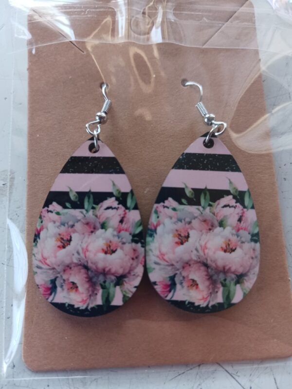 Pink and Black Sublimated Pierced earrings