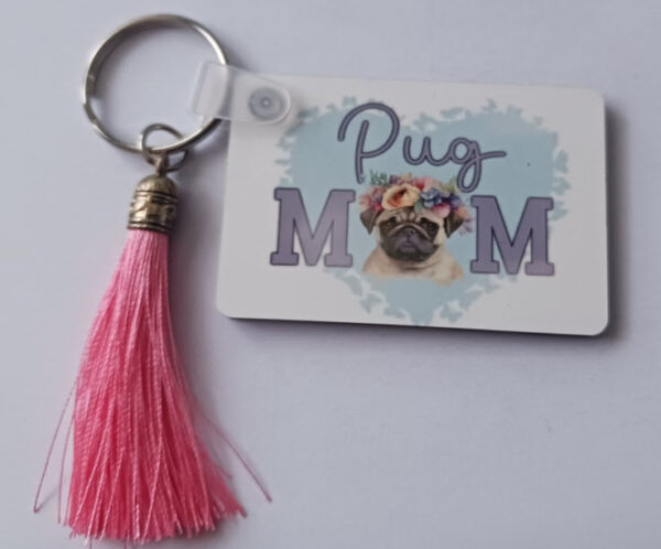 Pug Mom Sublimated Keychain