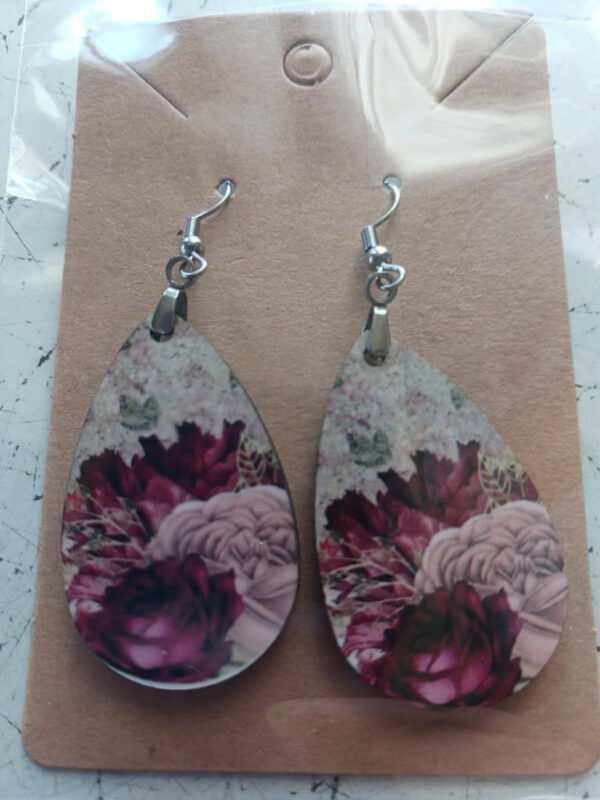 Purple Roses Sublimated pierced earrings