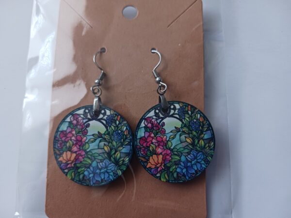 Stained Glass Flowers Earrings