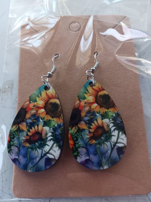 Sunflowers 1 Sublimated pierced earrings