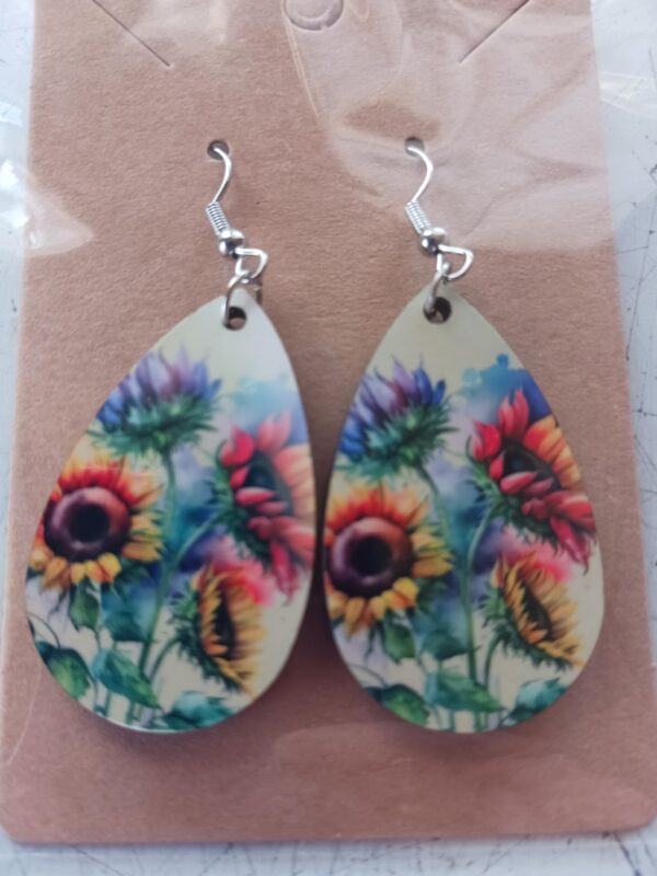 Sunflowers 2 Sublimated pierced earrings