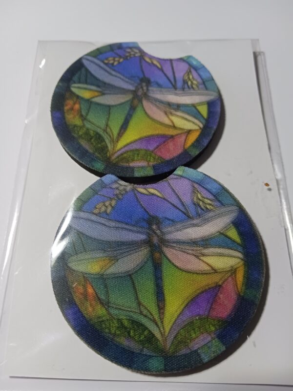 Sublimated Dragonfly Car Coasters