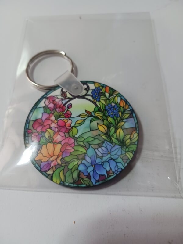 Sublimated Spring Flower Key Ring