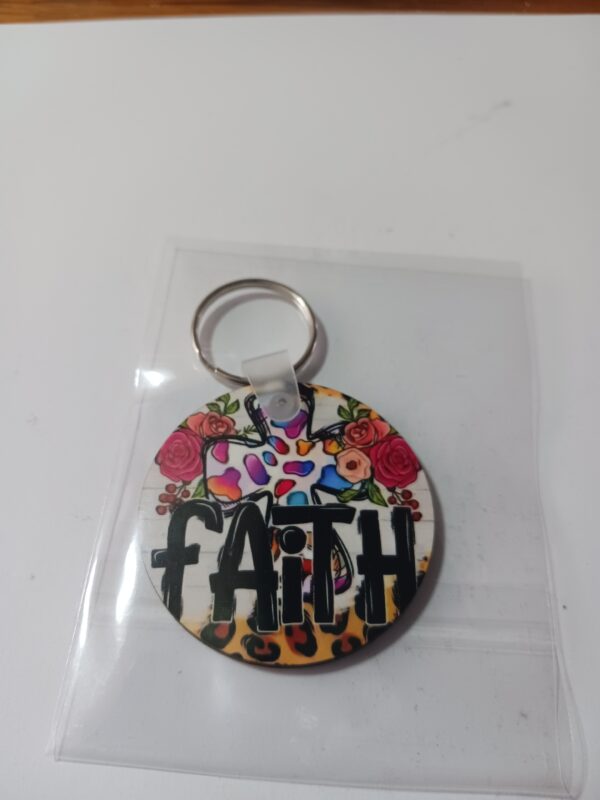 Sublimated Faith Flowered Keyring