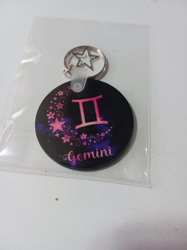 Sublimated Gemini Zodiac Keyring