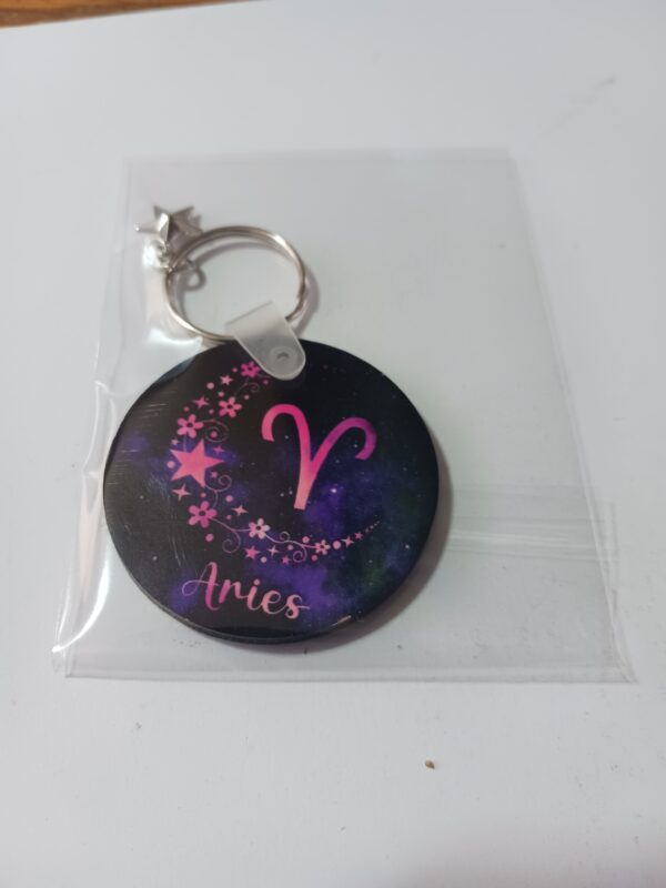 Sublimated Aries Zodiac Keyring