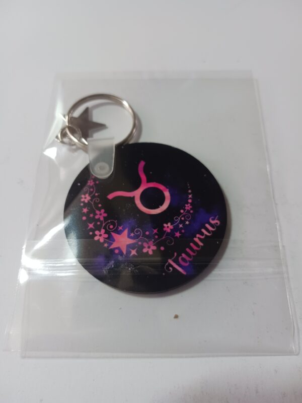 Sublimated Taurus Zodiac Keyring