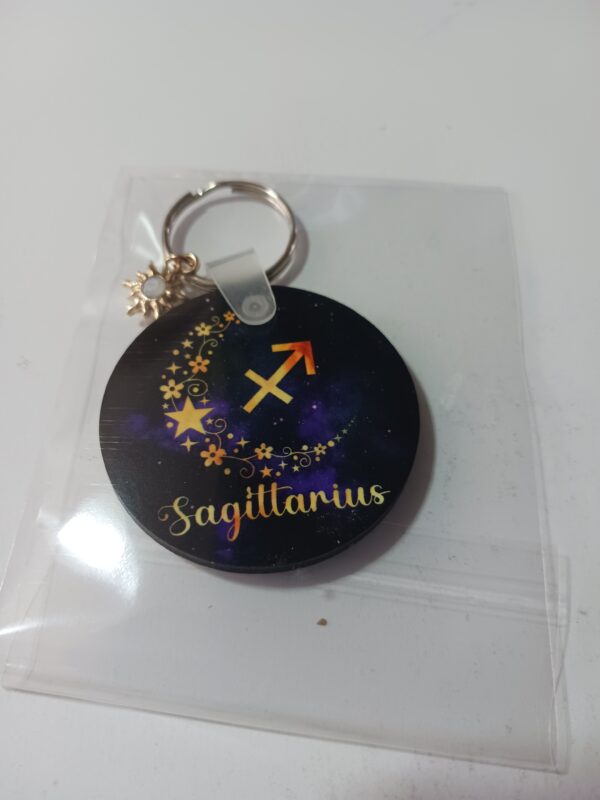 Sublimated Sagittarius Zodiac Keyring