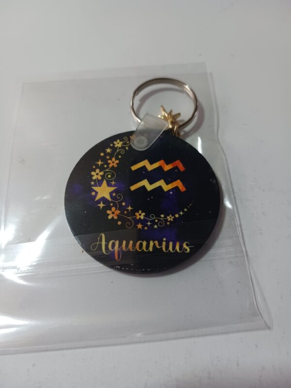 Sublimated Aquarius Zodiac Keyring