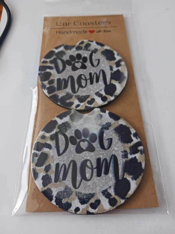 Sublimated Dog Mom Car Coasters