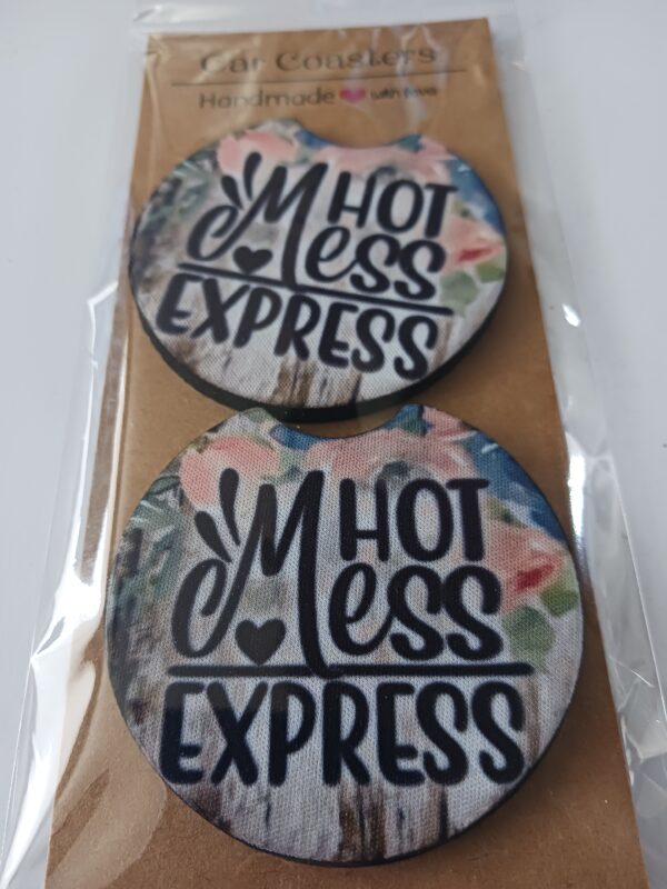 Sublimated Hot Mess Express Car Coasters