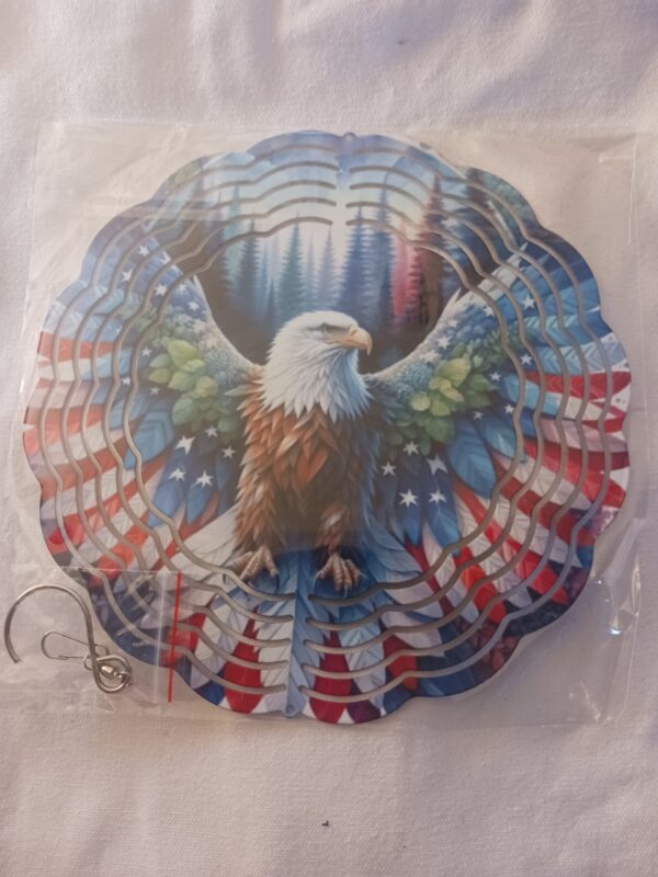 Sublimated Patriotic Eagle Wind Spinner